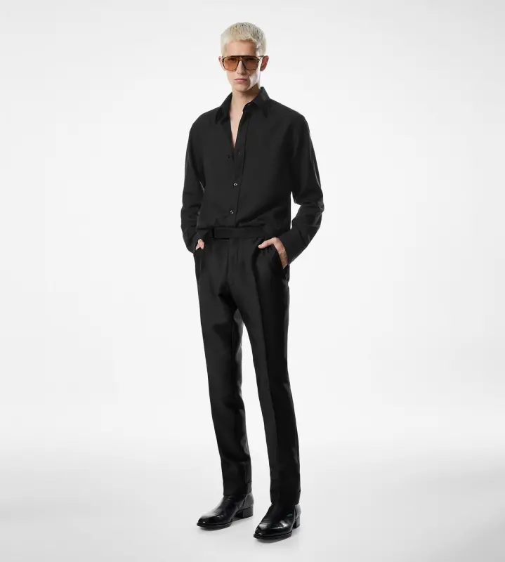 COTTON CASHMERE FLUID FIT SHIRT BLACK online